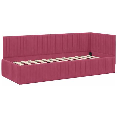 Cornice del letto ad angolo Rosso vino 80 x 200 cm Velluto - Foto 1