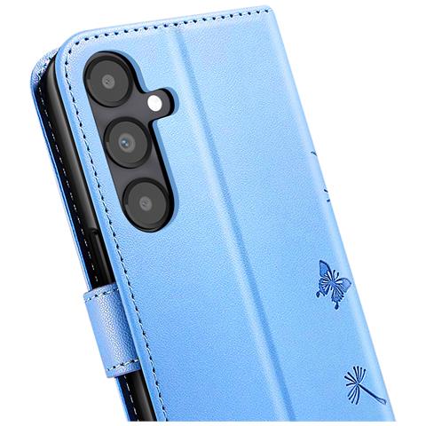 Custodia A Portafoglio Per Galaxy A05s Premium Design Fiori Farfalla, Blu Chiaro - Foto 5