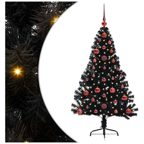 Albero di Natale artificiale con luci integrate Nero 120 cm PVC - Foto 1