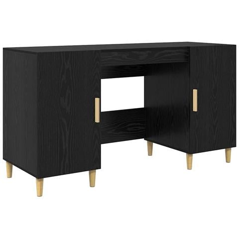 Scrivania Rovere Nero 140 x 50 x 75 cm Legno multistrato - Foto 1