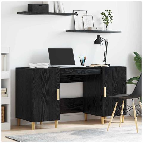 Scrivania Rovere Nero 140 x 50 x 75 cm Legno multistrato - Foto 2