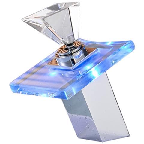 Rubinetto per lavabo da bagno con LED, Blackswan, Cascada Tipo M21, modello cromato, misura 18 cm - Foto 1