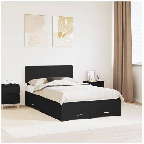 Struttura del letto Nero 135 x 190 cm Legno ingegnerizzato - Foto 2