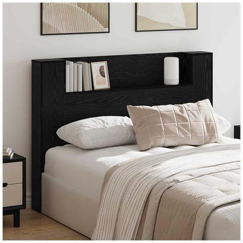 Testata con Mobile e LED Rovere Nero 140 x 16,5 x 103,5 cm - Foto 2