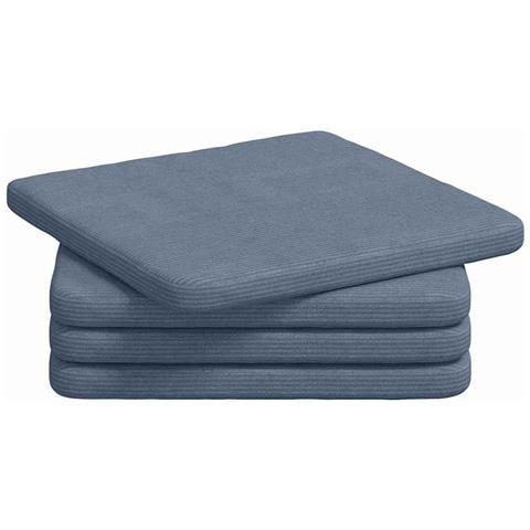 Cuscini per Seduta 4 pcs Blu 40 x 40 x 3 cm Tessuto in Cords - Foto 1
