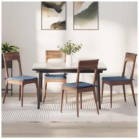 Cuscini per Seduta 4 pcs Blu 40 x 40 x 3 cm Tessuto in Cords - Foto 2