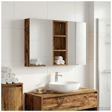 Set di Armadi da Bagno con lo scaffale 3 pcs 80 x 10,5 x 50 cm - Foto 2