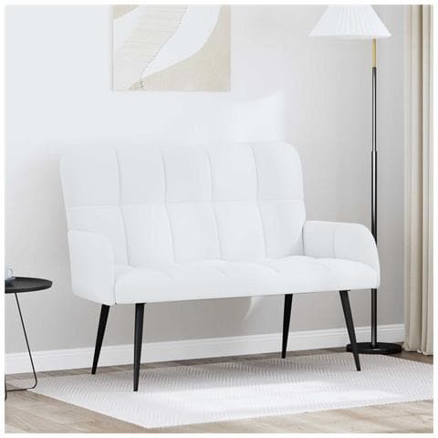 Sofa a Due Posti Bianco 115 x 61 x 87 cm Tessuto - Foto 2