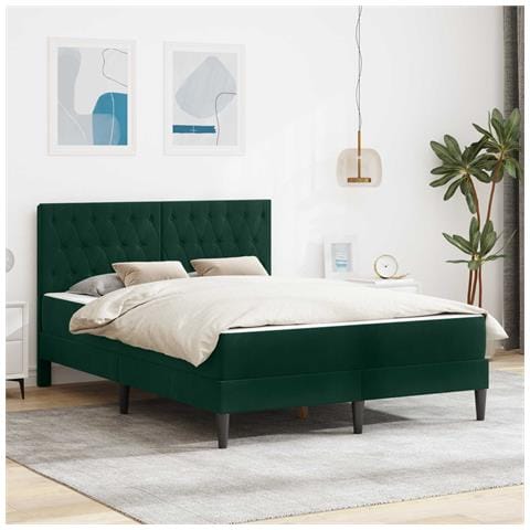 Struttura letto con materasso Verde Scuro 120 x 200 cm Velluto - Foto 2