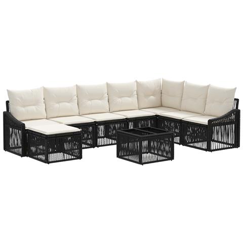 Set Divano da Giardino 9 pcs Nero polyrattan - Foto 1