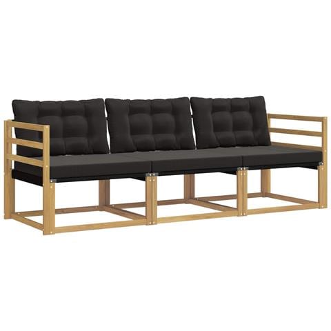 Set di divani da esterno con cuscino 3 pcs Bianco e Nero - Foto 1