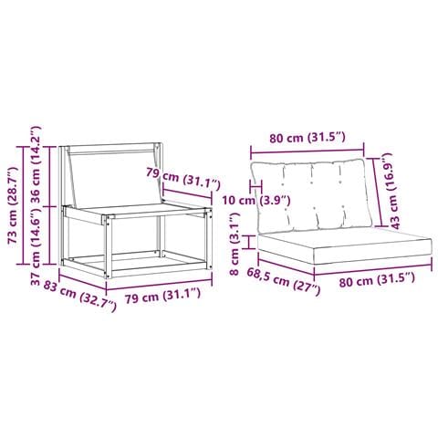 Set di divani da esterno con cuscino 3 pcs Bianco e Nero - Foto 7