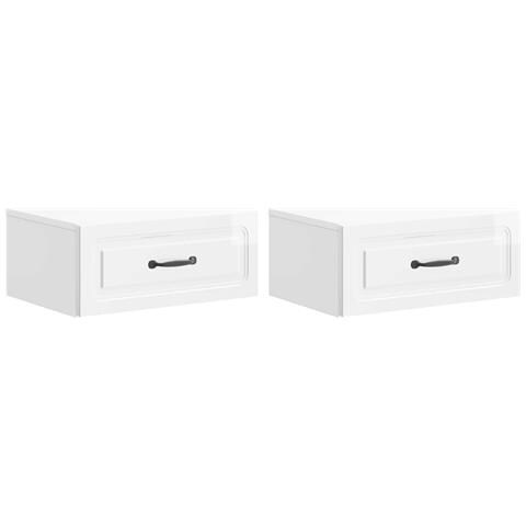Mobiletto da notte a muro 2 pcs Bianco Lucido 49 x 34,5 x 20 cm - Foto 1