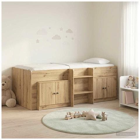 Struttura Letto Loft con Armadietto 3 pz Rovere Artigianale - Foto 2
