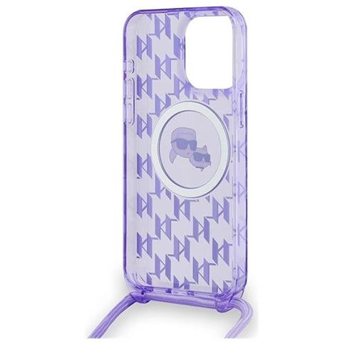 Karl Lagerfeld Iml Crossbody Monogram Karl & Choupette Head Magsafe Case Per Iphone 15 Pro Max - Viola - Foto 1