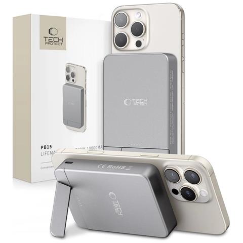 Batteria Esterna Grigia Con Magsafe E Supporto Da 10000 Mah - Foto 1