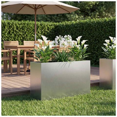 Vaso da giardino Argento 80 x 30 x 40 cm Acciaio zincato - Foto 2