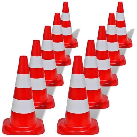 Set 10 Coni Stradali Segnaletici Riflettenti Rosso E Bianco 50 Cm - Foto 1