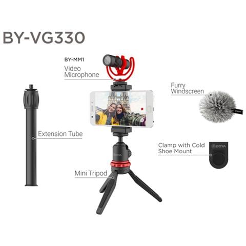 BY-VG330 VLog Streamer Kit BY-MM1 Microfono + BY-C12 Supporto Smartphone + Mini Treppiede da Tavolo - Foto 2