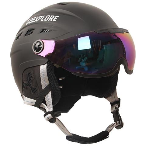 SLOWMOOSE - Goexplore Migliori Caschi Da Sci, Bambini Adulti Sport All\u0026#39;  aria Aperta Sicurezza Leggera Con Visiera Skateboard Snowboard [ nero / L]  - ePRICE