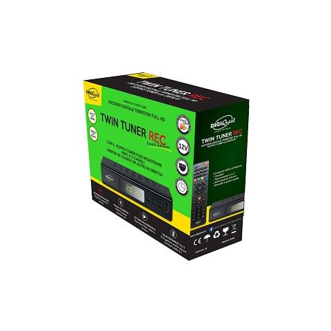 Decoder Digitale Terrestre Twin Tuner Small Edition DVB-T2 Full HD HDMI / USB 2.0 con Telecomando 2 in 1 - Nero - Foto 2