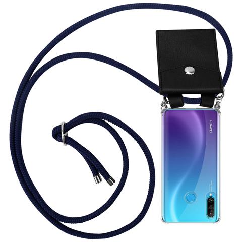 Catena Di Telefoni Cellulari Compatibile Con Huawei P30 Lite In Blu Notte - Coperchio Protettivo In Silicone Con Anelli D'argento, Cinturino In Corda E Custodia Staccabile - Foto 1