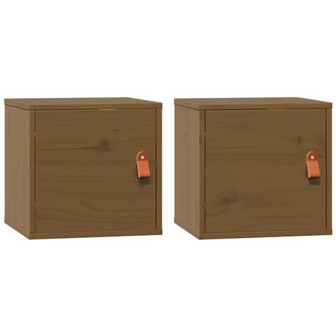 Pensili 2pz Marrone Miele31,5x30x30cm In Legno Massello Di Pino - Foto 1