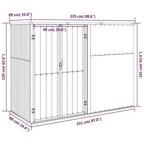 Capanno Per Attrezzi Marrone 225x89x161 Cm Acciaio Zincato - Foto 6