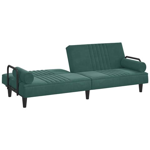 Divano Letto Con Braccioli Verde Scuro In Velluto - Foto 2