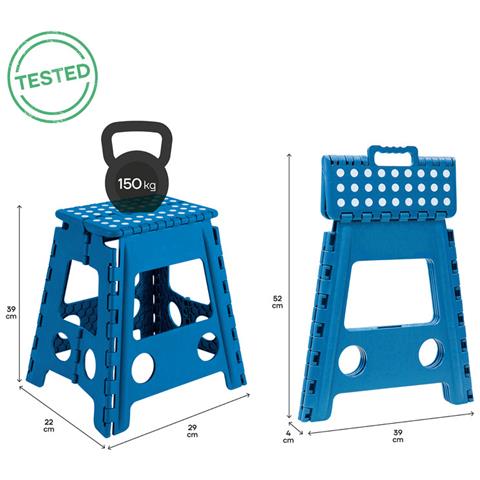 Tb-039-a Sgabello Pieghevole Multiuso, 39 Cm Di Altezza, Blu - Foto 2