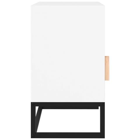 Comodino Bianco 40x30x55,5 Cm Legno Multistrato E Ferro - Foto 2