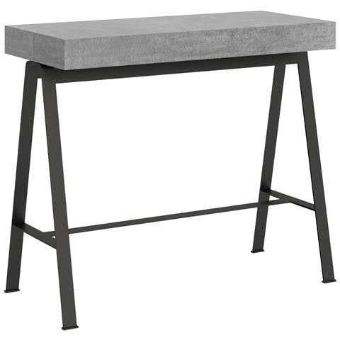 Consolle Allungabile 90x40/196 Cm Banco Small Telaio Antracite - Cemento - Foto 5