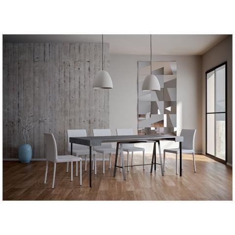 Consolle Allungabile 90x40/196 Cm Banco Small Telaio Antracite - Cemento - Foto 2