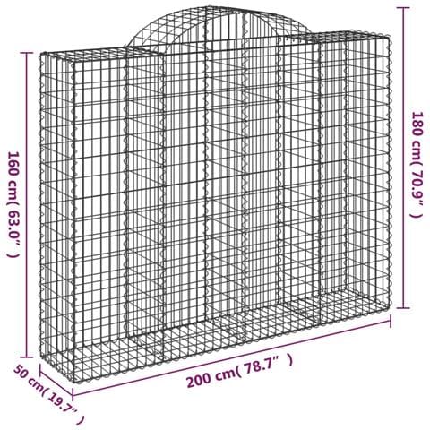 Cesto Gabbione Ad Arco 200x50x160/180 Cm Ferro Zincato - Foto 4