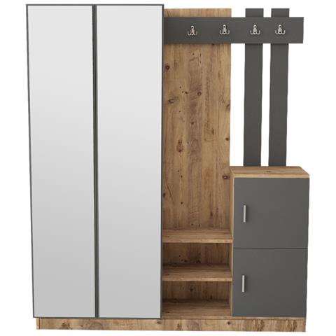 Mobile D'ingresso Design Legno E Grigio Con Specchio Anka - Foto 1