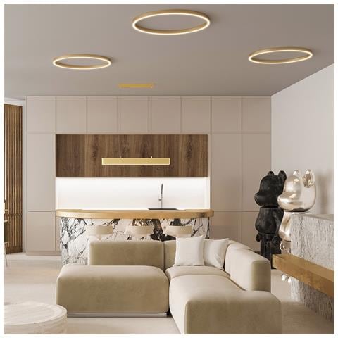 Lampadario A Sospensione Moderno Rim Alluminio Ottone 3 Led 115w - Foto 2