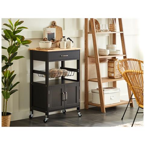 Carrello Da Cucina Legno Chiaro E Nero Lugo - Foto 1