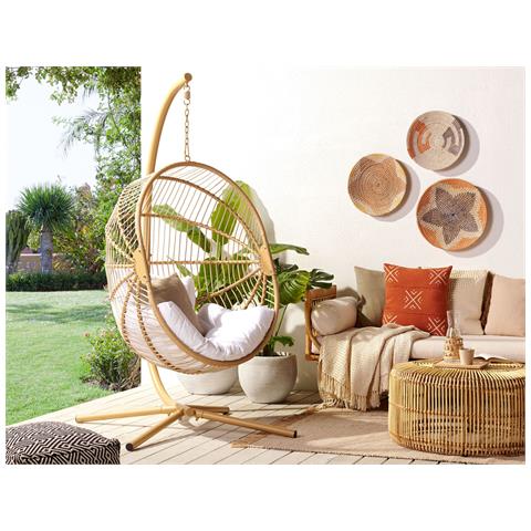 Poltrona Sospesa Con Supporto Rattan Beige Acri - Foto 1