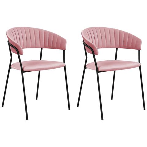 Set Di 2 Sedie Da Pranzo Velluto Rosa Mariposa - Foto 2