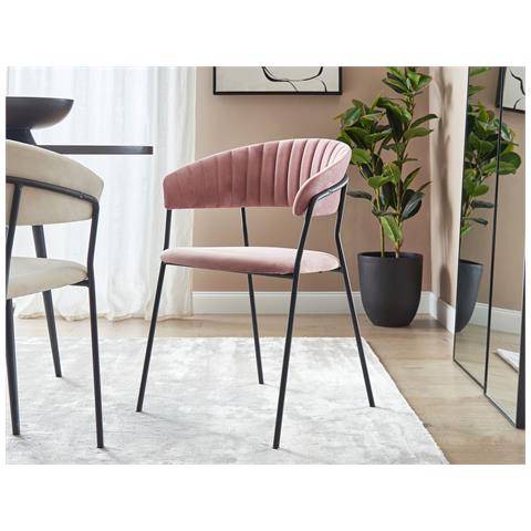 Set Di 2 Sedie Da Pranzo Velluto Rosa Mariposa - Foto 1
