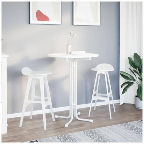 Tavolo Da Pranzo Bianco 80x110 Cm Legno Multistrato E Acciaio - Foto 3