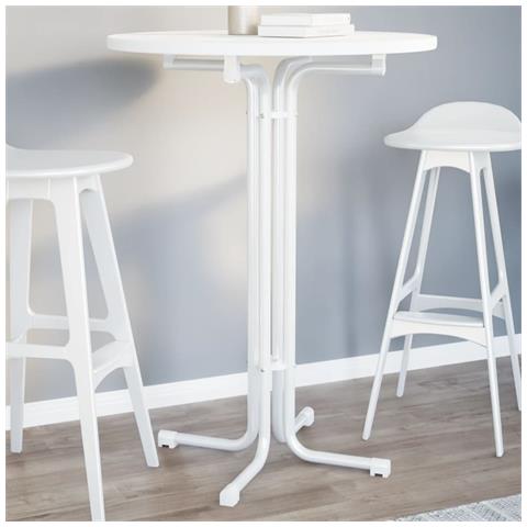 Tavolo Da Pranzo Bianco 80x110 Cm Legno Multistrato E Acciaio - Foto 1