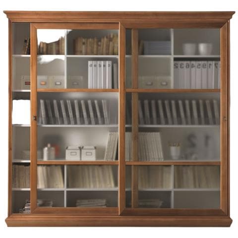 Libreria 2 Porte Scorrevoli Classica In Legno 250x45x224 - Foto 1