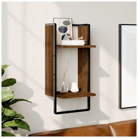 Mensola Da Parete Con Asta Rovere Marrone 30x25x65 Cm - Foto 7