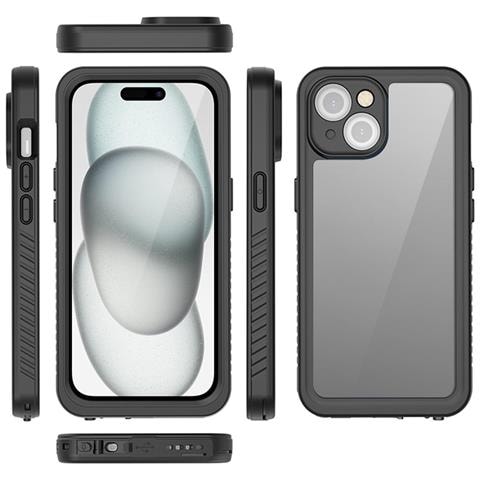 Cover Per Iphone 15 Plus Protezione 360° Impermeabile Ip68 Rinforzata, Nero - Foto 2