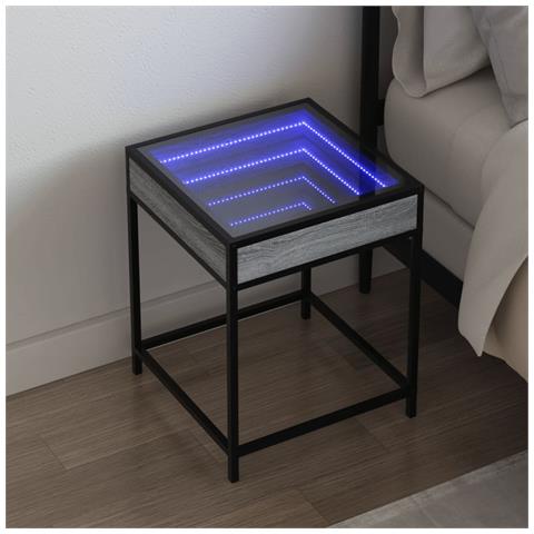Comodino Con Led Infinity Grigio Sonoma 40x40x51 Cm - Foto 1