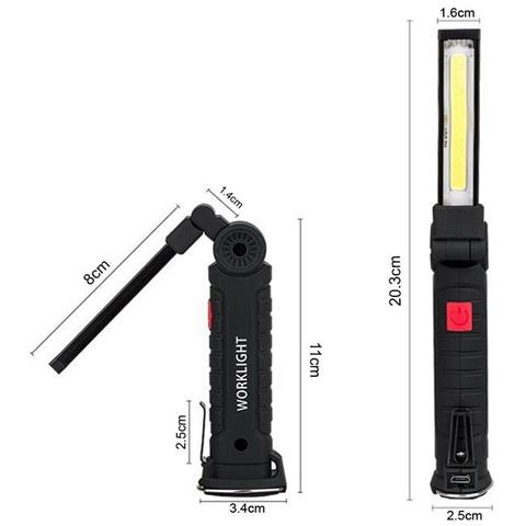 Mini Torcia Led Cob Luce Bianca Rossa Batteria Ricaricabile Base Calamitata - Foto 2