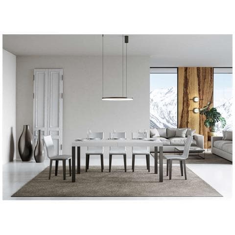 Tavolo Allungabile 90x180/284 Cm Everyday Premium Bianco Frassino Telaio Antracite - Foto 4