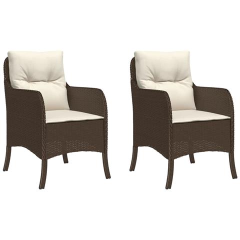 Sedie Da Giardino Con Cuscini 2 Pz Marroni In Polyrattan - Foto 2
