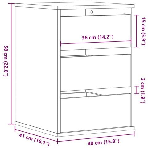 Cassettiera Angolare Legno Antico 40x41x58 cm Legno Multistrato - Foto 2